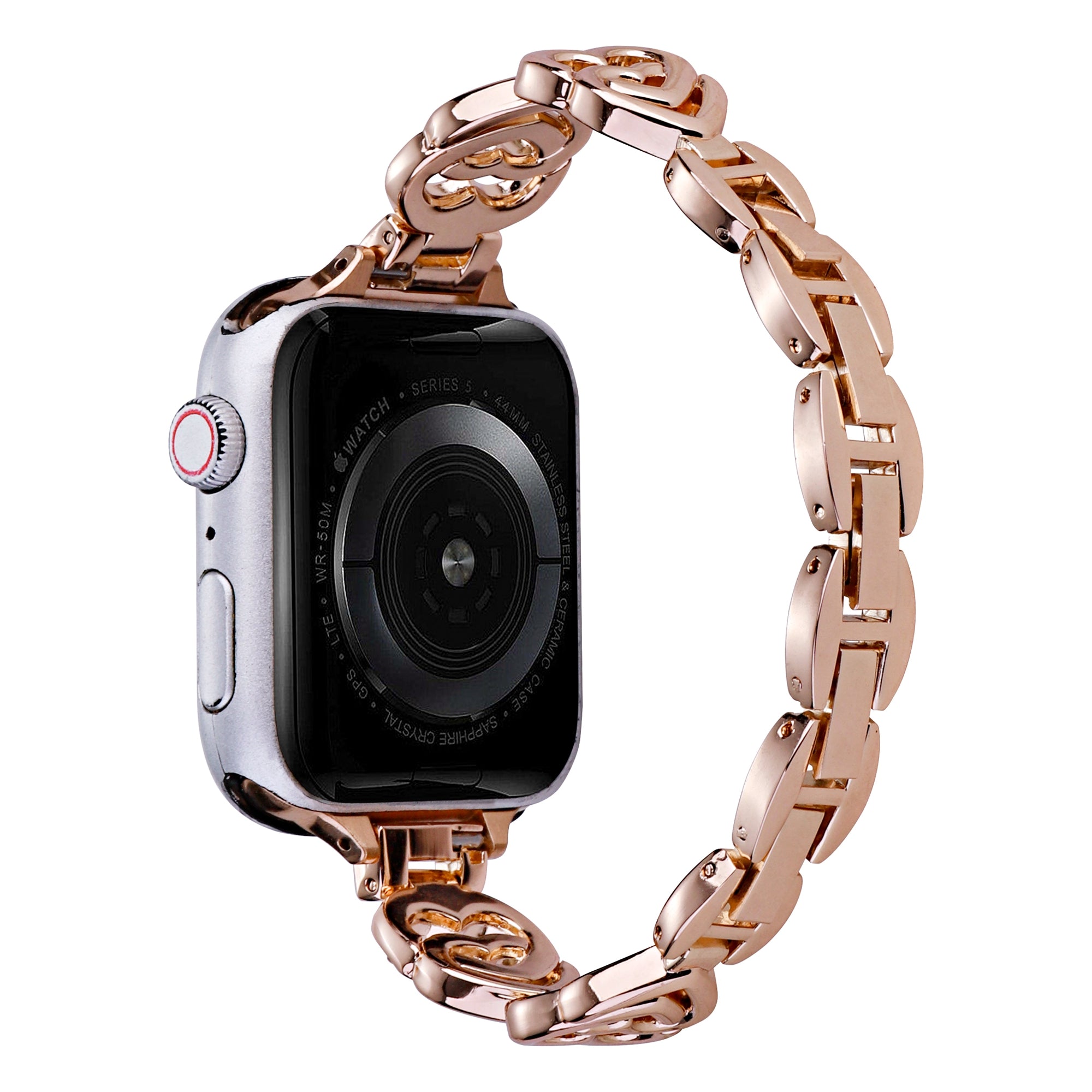 For Apple Watch Ultra Ultra 2 49mm Series 9 8 7 45mm 6 5 4 SE SE (2022) (2023) 44mm 3 2 1 42mm Watch Band Rhinestone Decor Heart Design Metal Strap For Apple Watch Ultra Ultra 2 49mm Series 9 8 7 45mm 6 5 4 SE SE (2022) (2023) 44mm 3 2 1 42mm Watch Band Rhinestone Decor Heart Design Metal Strap